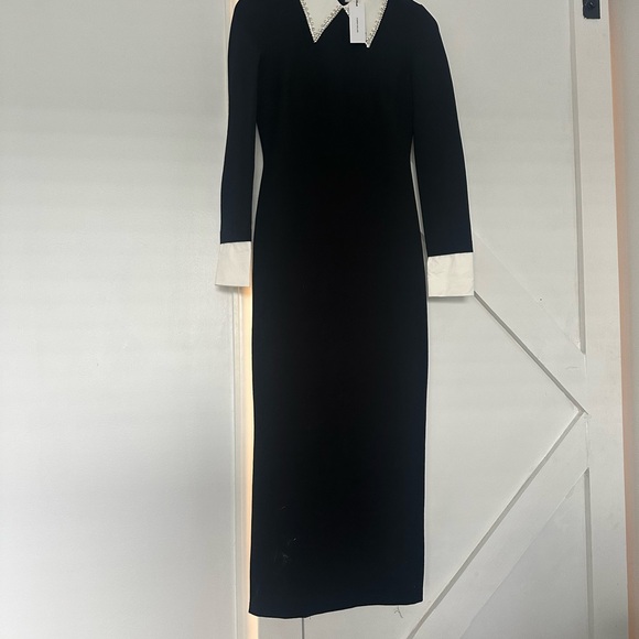 Karen Millen Black Sheath Dress with Mock Neck and Cuffed Sleeves - Picture 5 of 5